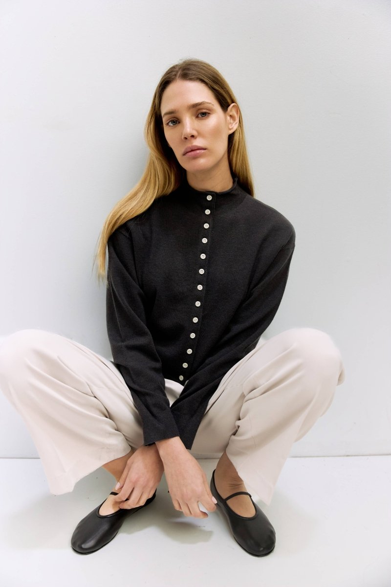 Cardigan Brooks Charcoal All Row - Ex - voto