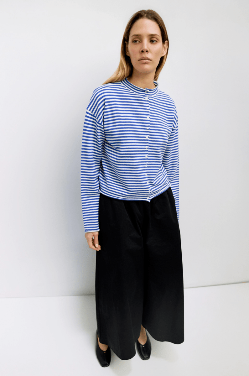 Cardigan Elisa Bleu et Blanc All Row - Ex - voto