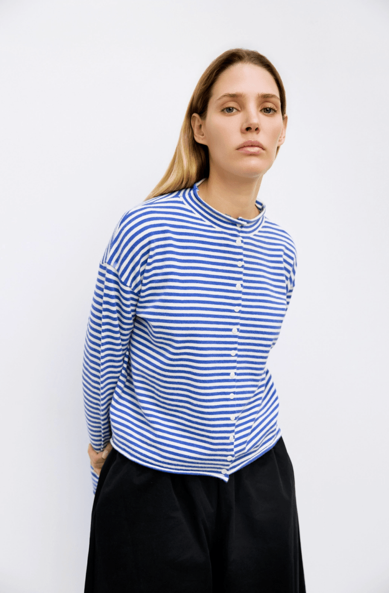 Cardigan Elisa Bleu et Blanc All Row - Ex - voto