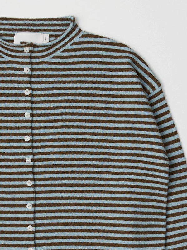 Cardigan Elisa Rayures Bleues et Brunes All Row - Ex - voto