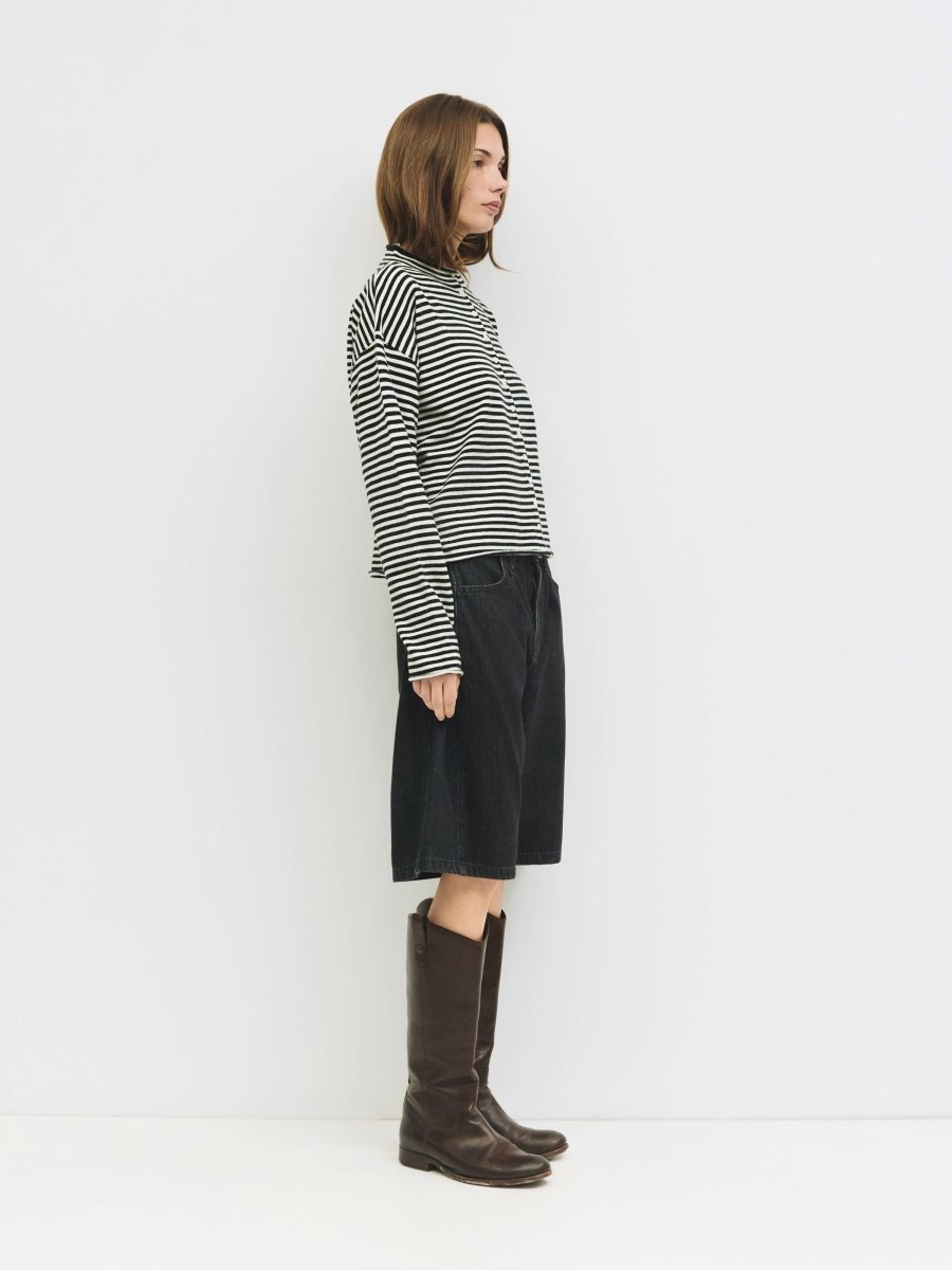 Cardigan Elisa Rayures Noires et Blanches All Row - Ex - voto