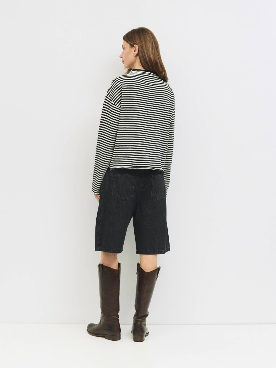 Cardigan Elisa Rayures Noires et Blanches All Row - Ex - voto