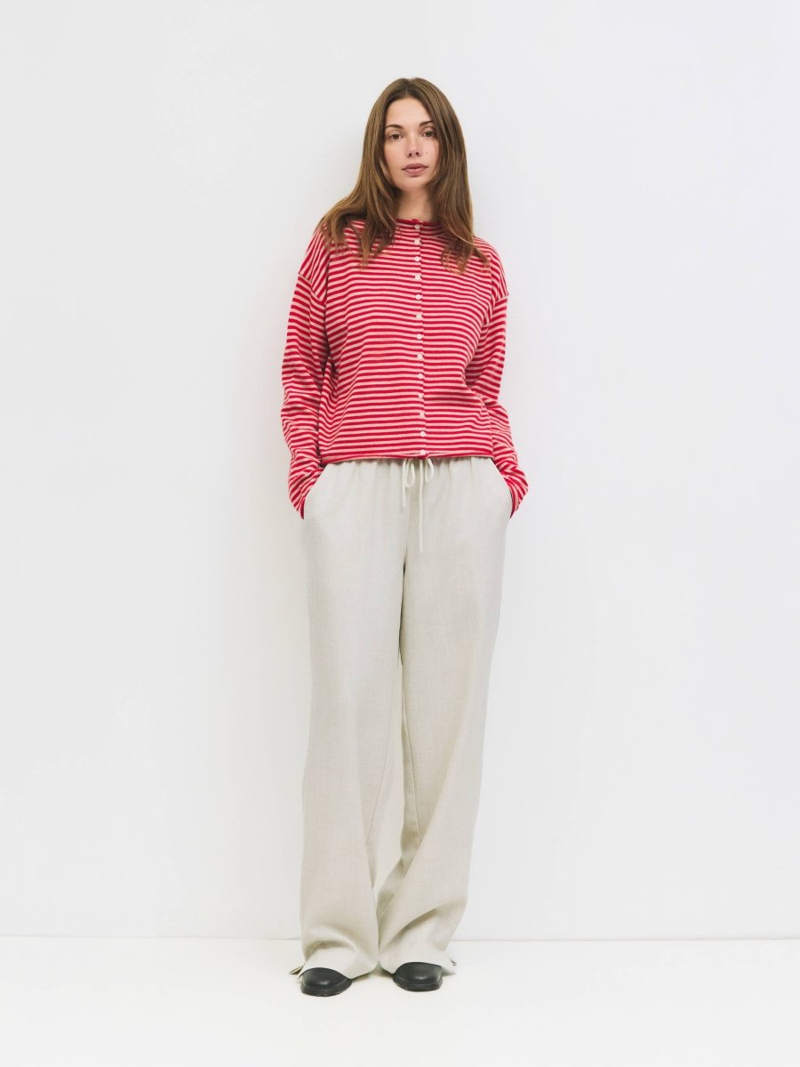 Cardigan Elisa Rayures Rouges et Beiges All Row - Ex - voto