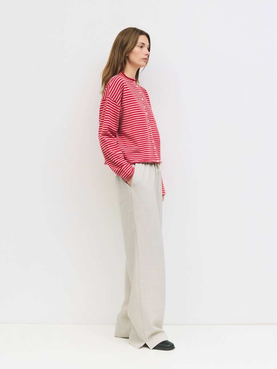 Cardigan Elisa Rayures Rouges et Beiges All Row - Ex - voto