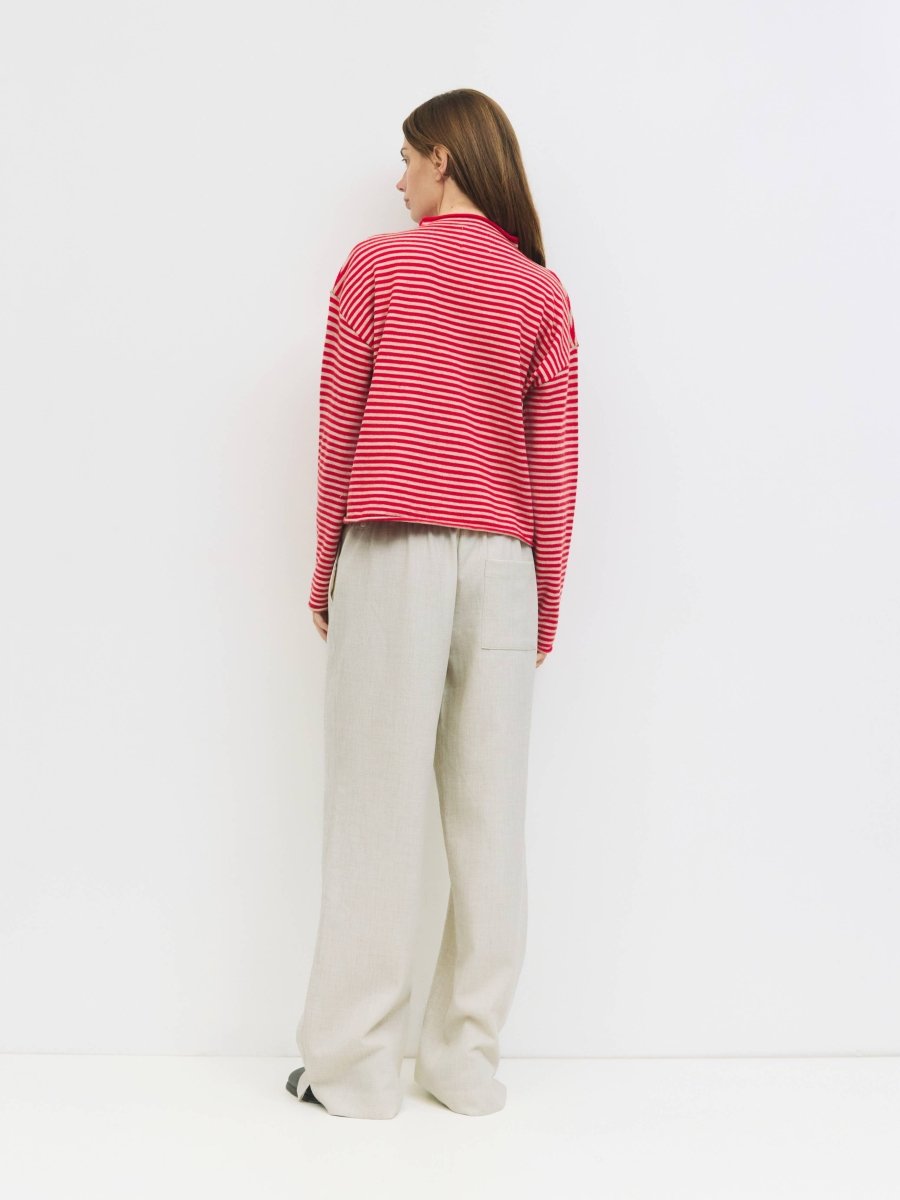 Cardigan Elisa Rayures Rouges et Beiges All Row - Ex - voto