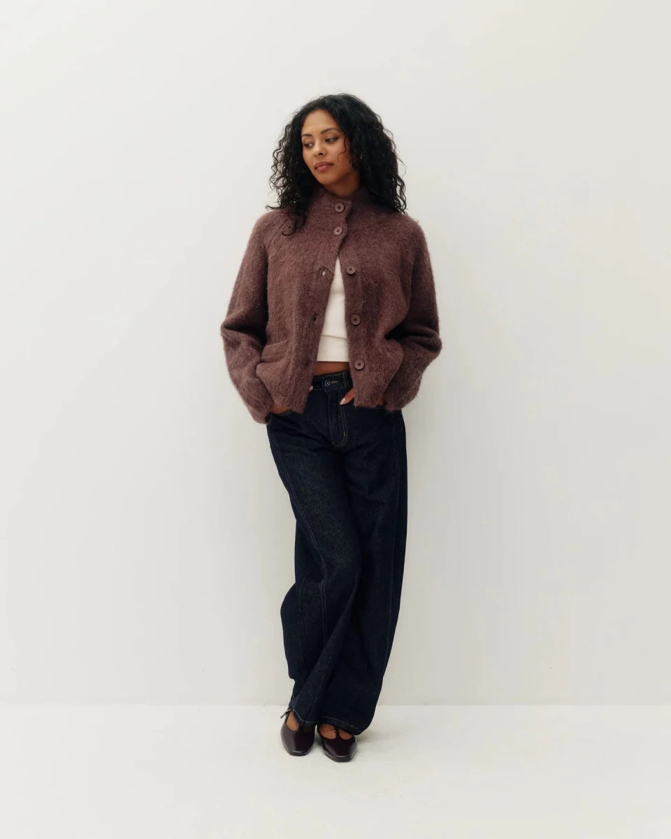 Cardigan Funnel en Alpaca Cocoa Kuwalla - Ex-voto