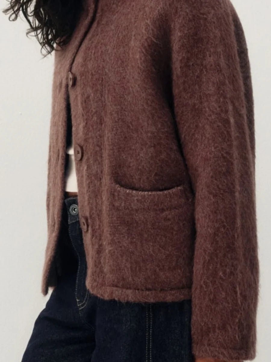 Cardigan Funnel en Alpaca Cocoa Kuwalla - Ex-voto