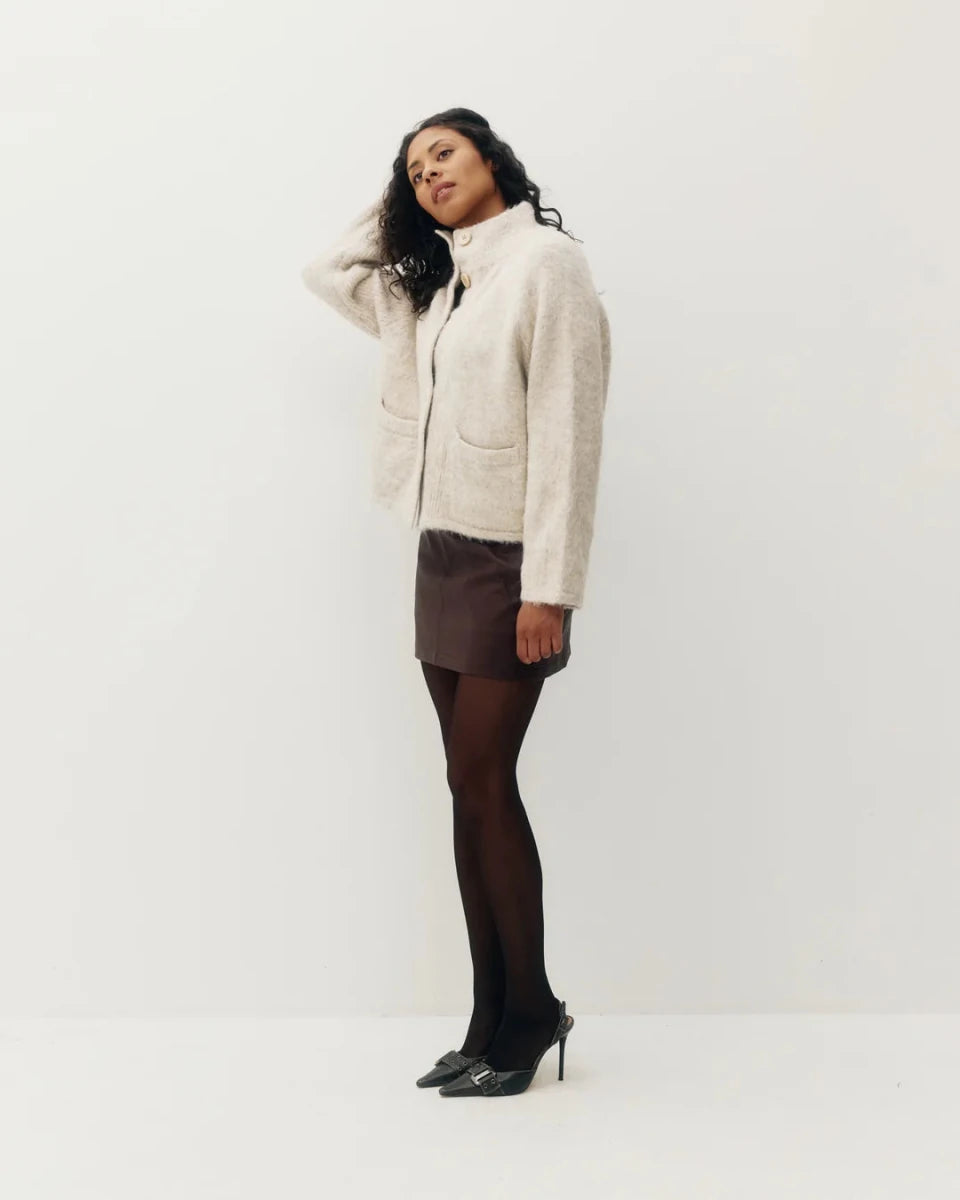 Cardigan Funnel en Alpaca Milk Tea Kuwalla - Ex-voto