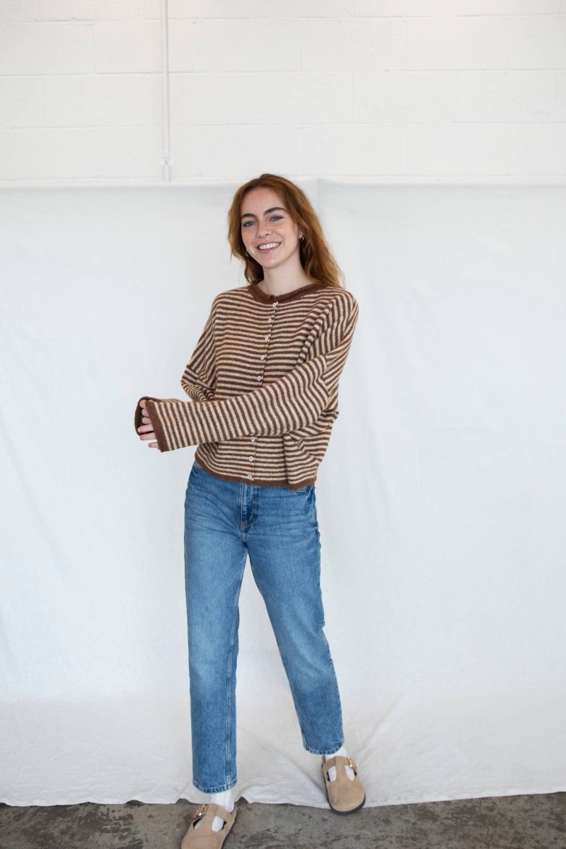 Cardigan Piper Mini Rayures Brunes Things Between - Ex - voto