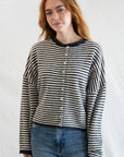 Cardigan Piper Mini Rayures Charcoal Things Between - Ex - voto