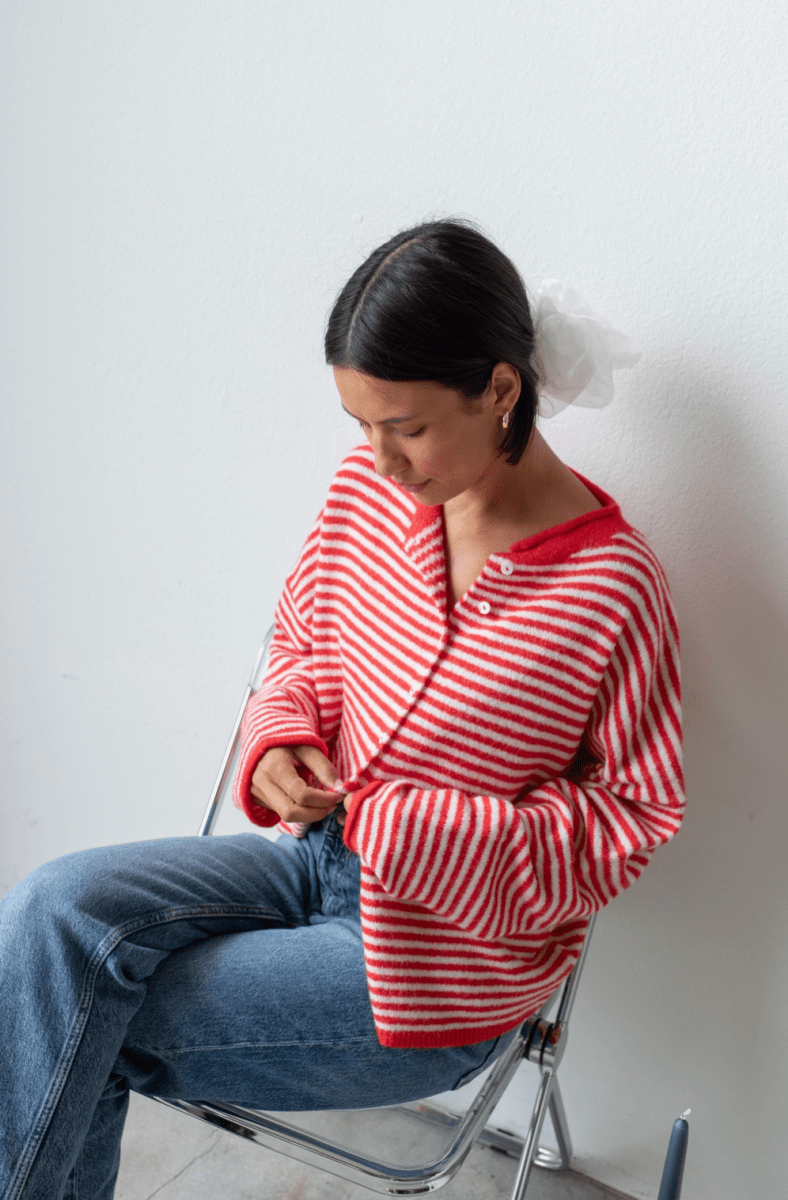 Cardigan Piper Mini Rayures Rouges Things Between - Ex - voto