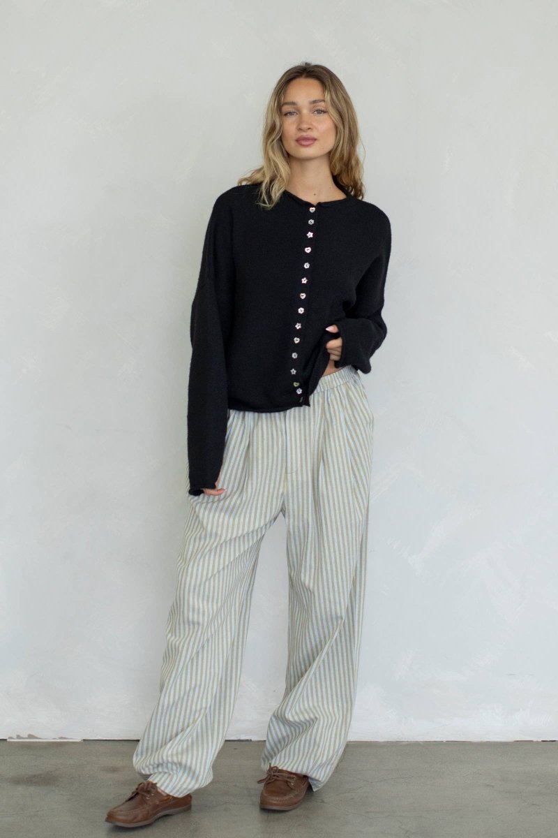 Cardigan Piper Noir Boutons Dépareillés Things Between - Ex - voto