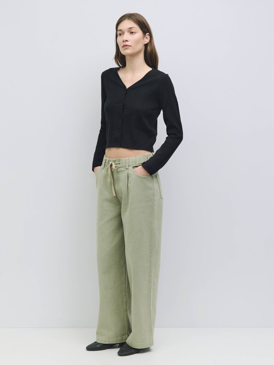 Cardigan Pointelle Faye All Row Noir - Ex - voto