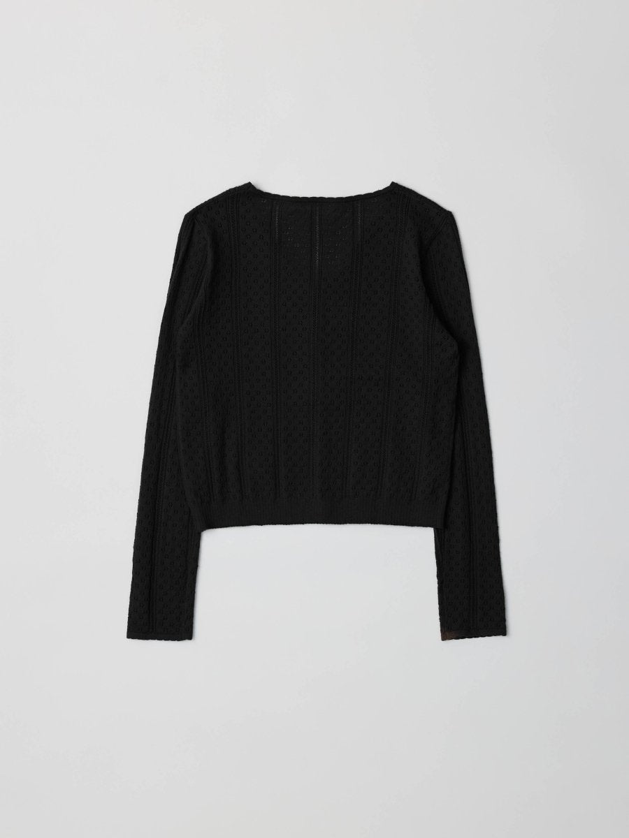 Cardigan Pointelle Faye All Row Noir - Ex - voto