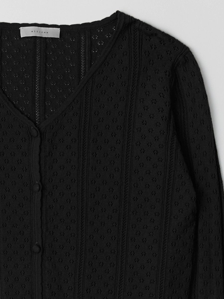 Cardigan Pointelle Faye All Row Noir - Ex - voto