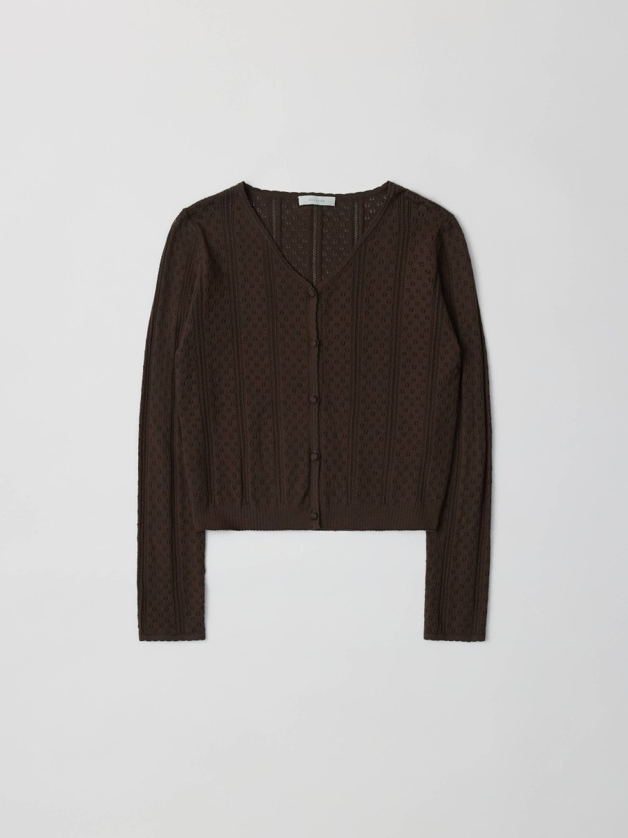 Cardigan Pointelle Faye All Row Noir - Ex - voto