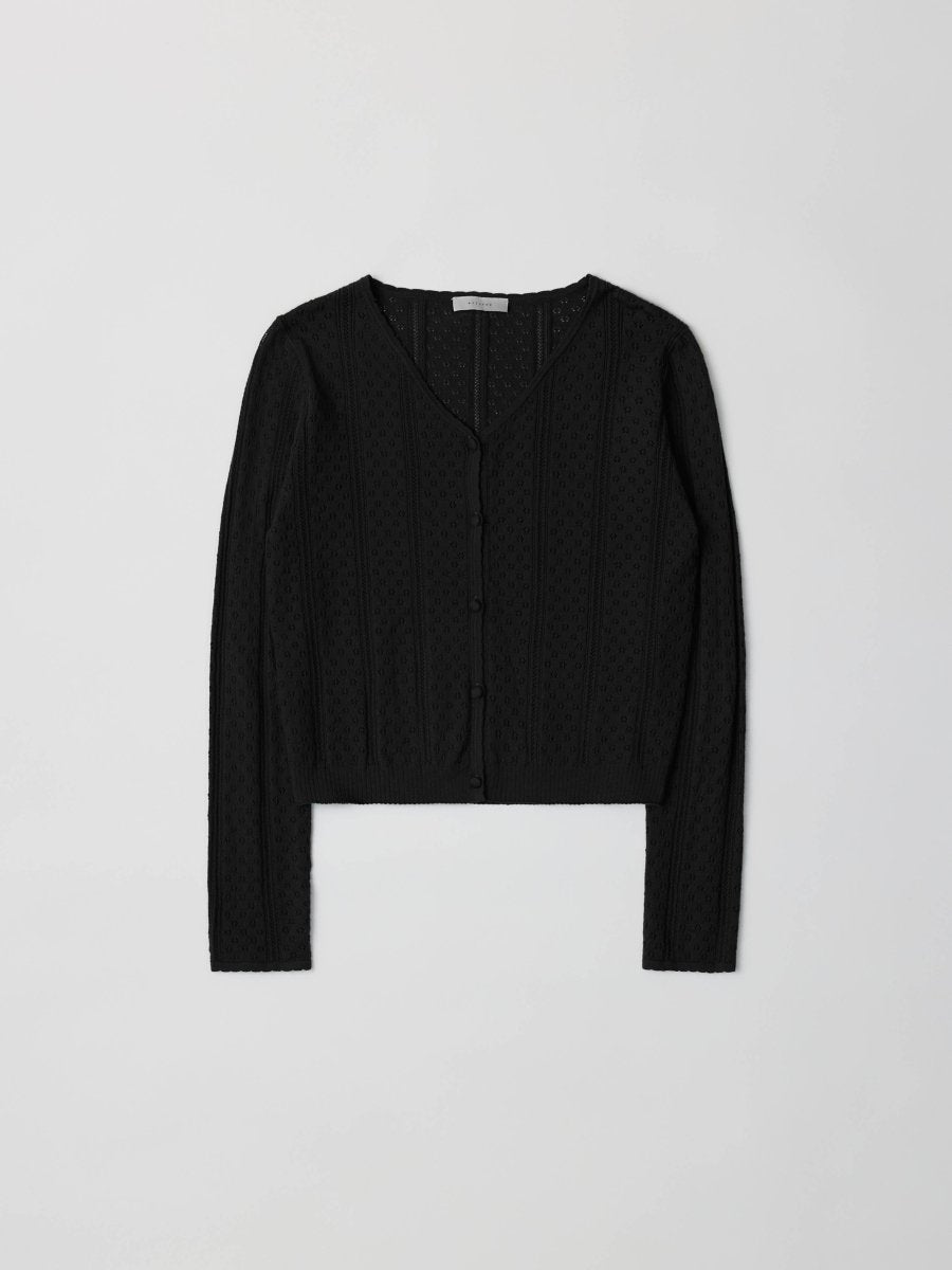 Cardigan Pointelle Faye All Row Noir - Ex - voto