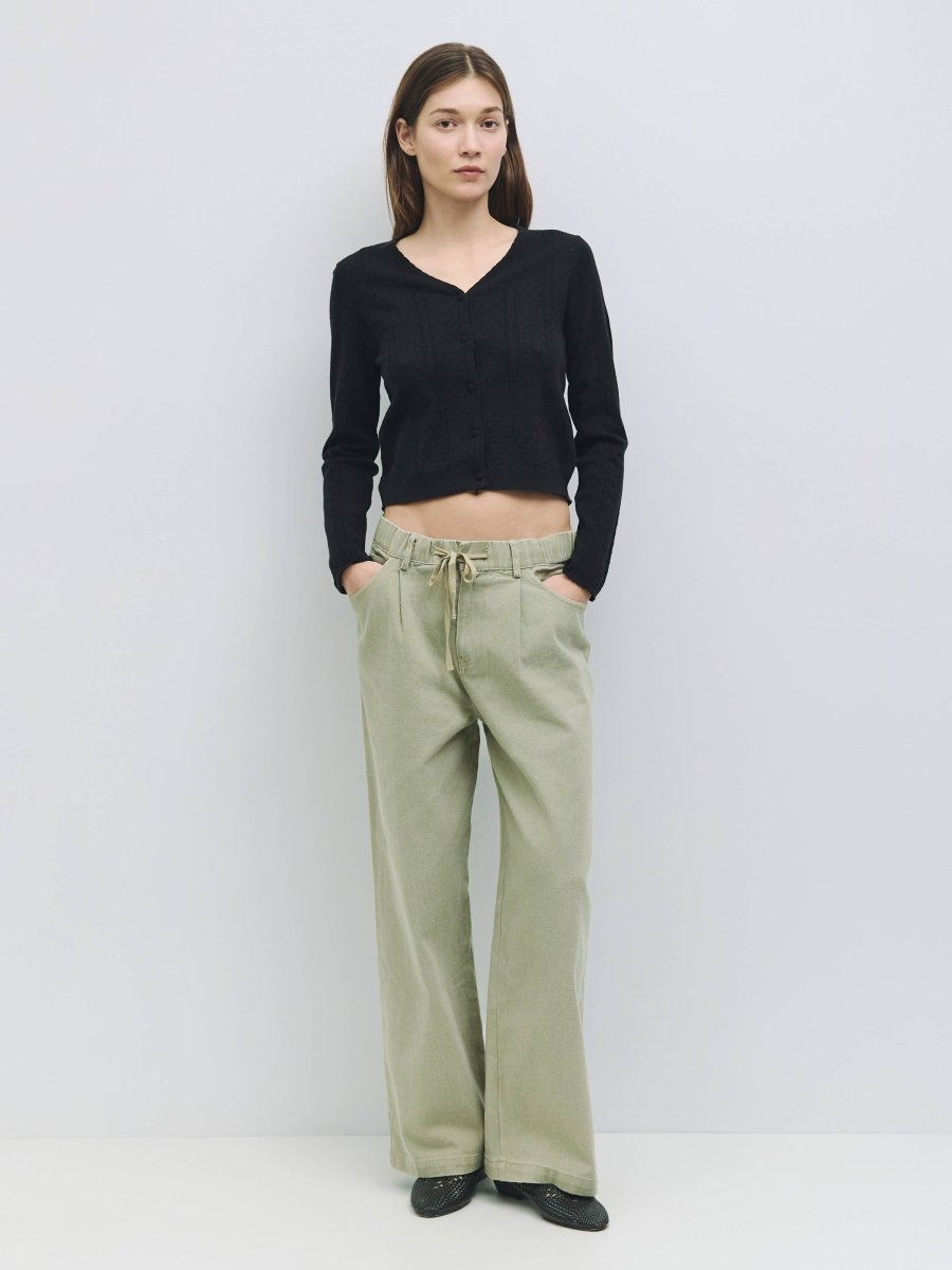 Cardigan Pointelle Faye All Row Noir - Ex - voto