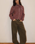 Cardigan Rayé avec Foulard Bourgogne Bailey Rose - Ex-voto