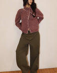 Cardigan Rayé avec Foulard Bourgogne Bailey Rose - Ex-voto