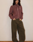 Cardigan Rayé avec Foulard Bourgogne Bailey Rose - Ex-voto
