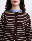 Cardigan Rayé avec Foulard Kastro Marron et Bleu FRNCH - Ex-voto