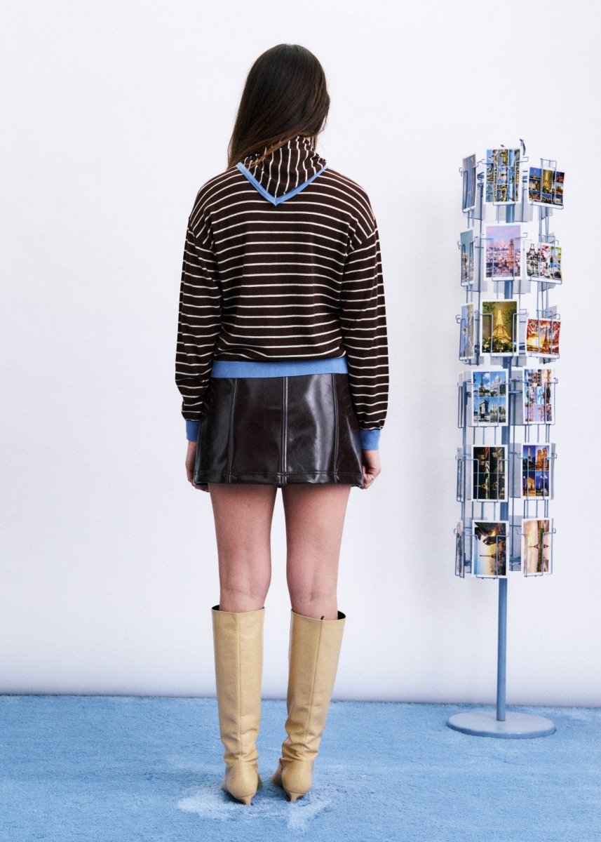 Cardigan Rayé avec Foulard Kastro Marron et Bleu FRNCH - Ex-voto