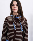 Cardigan Rayé avec Foulard Kastro Marron et Bleu FRNCH - Ex-voto