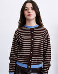Cardigan Rayé avec Foulard Kastro Marron et Bleu FRNCH - Ex-voto