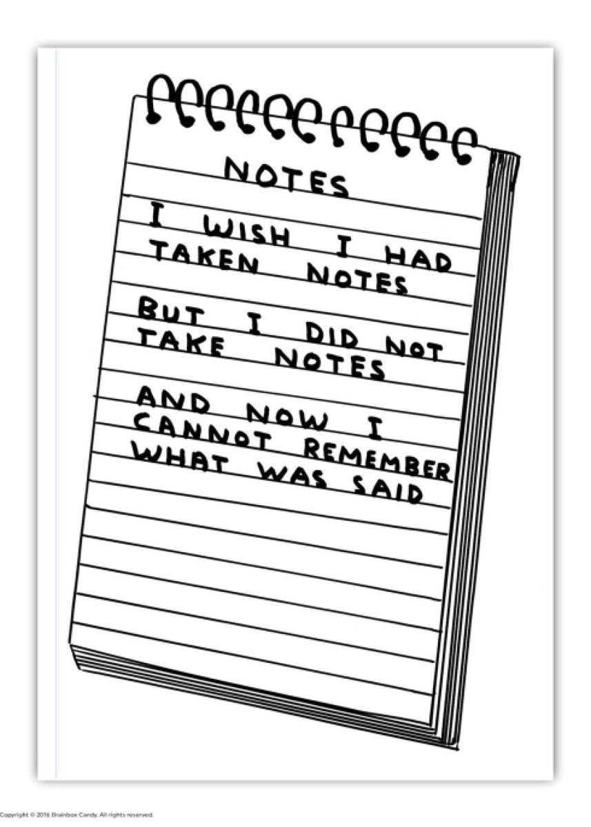 Carnet A6 Wish I'd Taken Notes D. Shrigley - Ex - voto