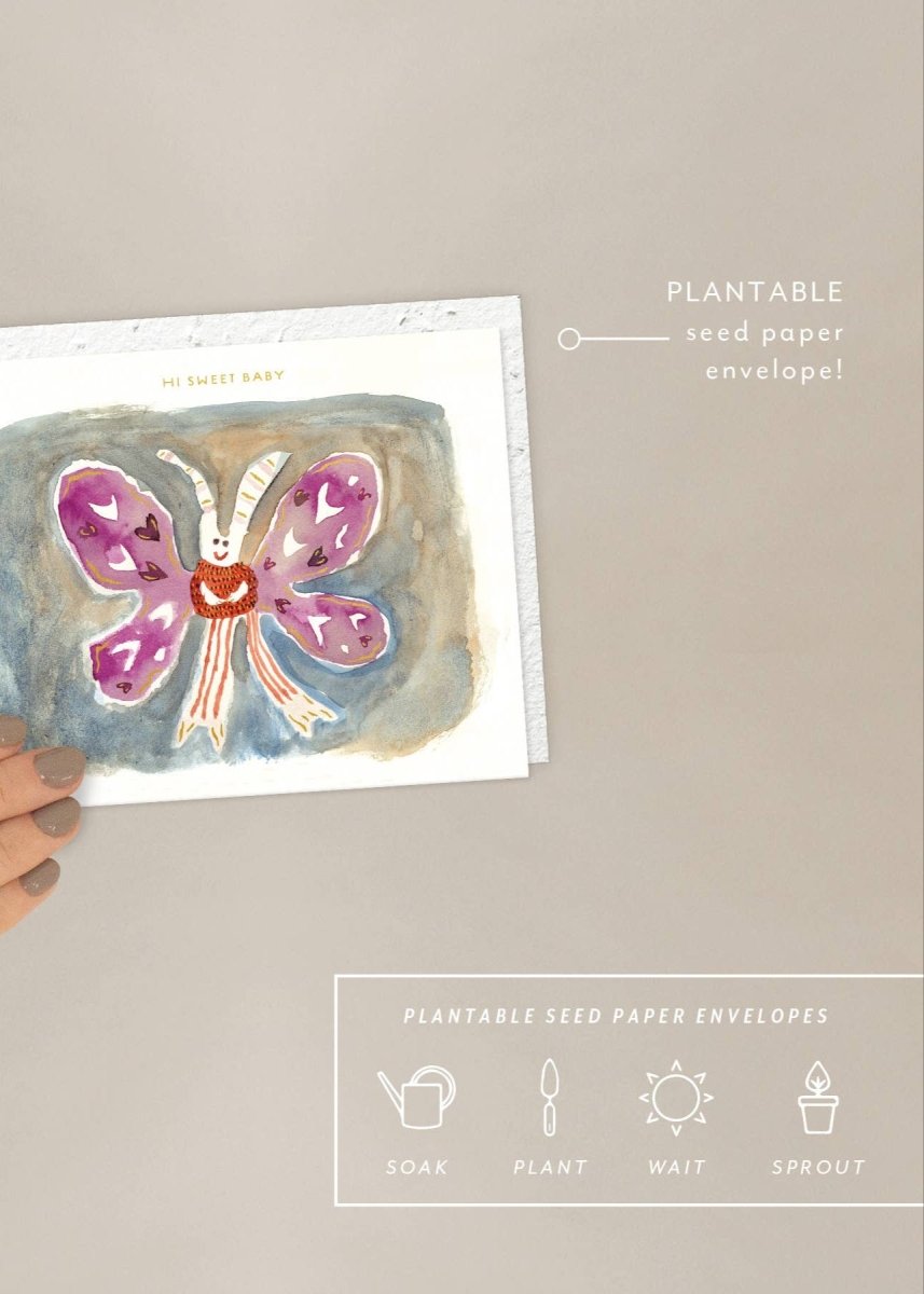 Carte de Souhaits Butterfly In a Sweater Seedlings - Ex - voto