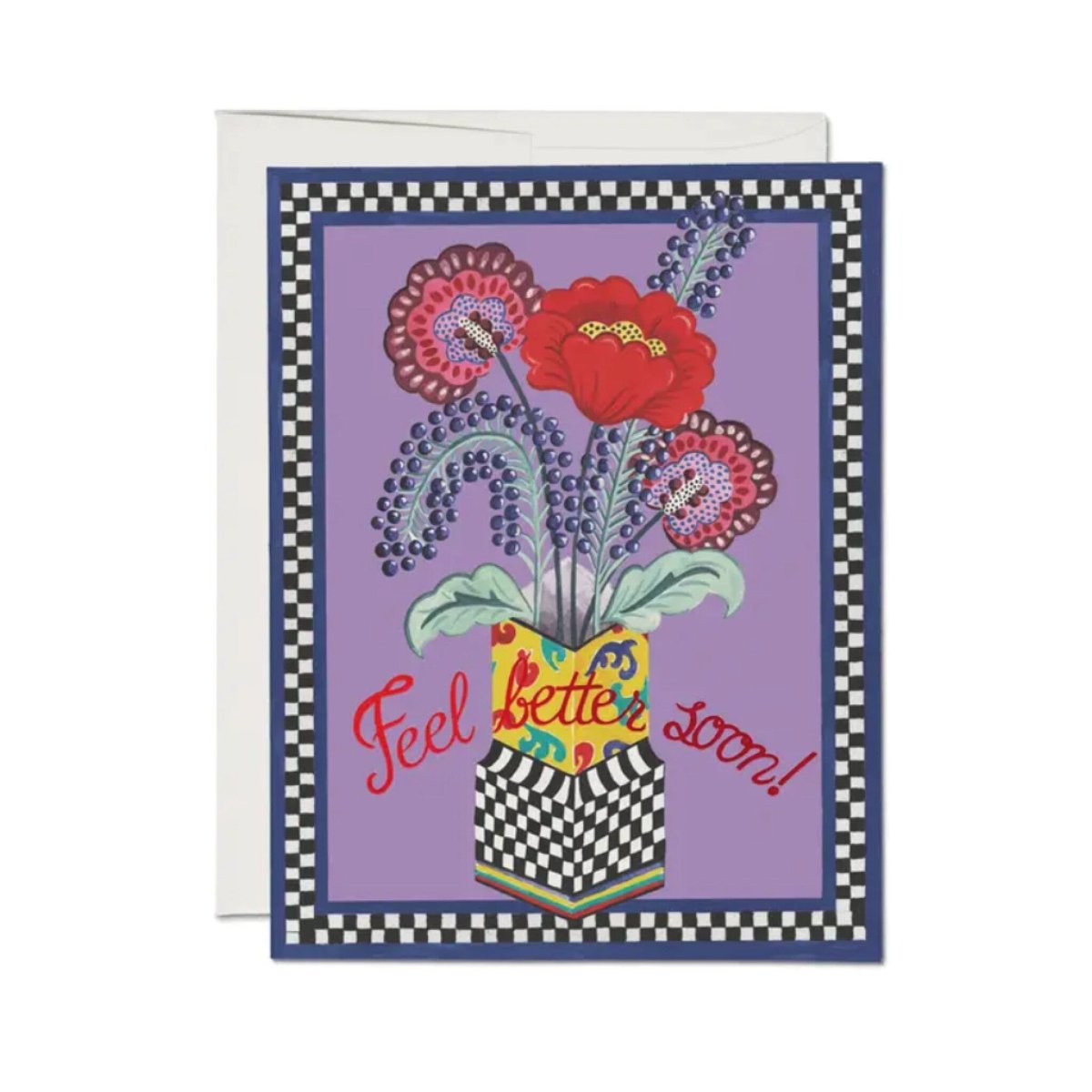 Carte de Souhaits Feel Better Bouquet Red Cap Cards - Ex - voto