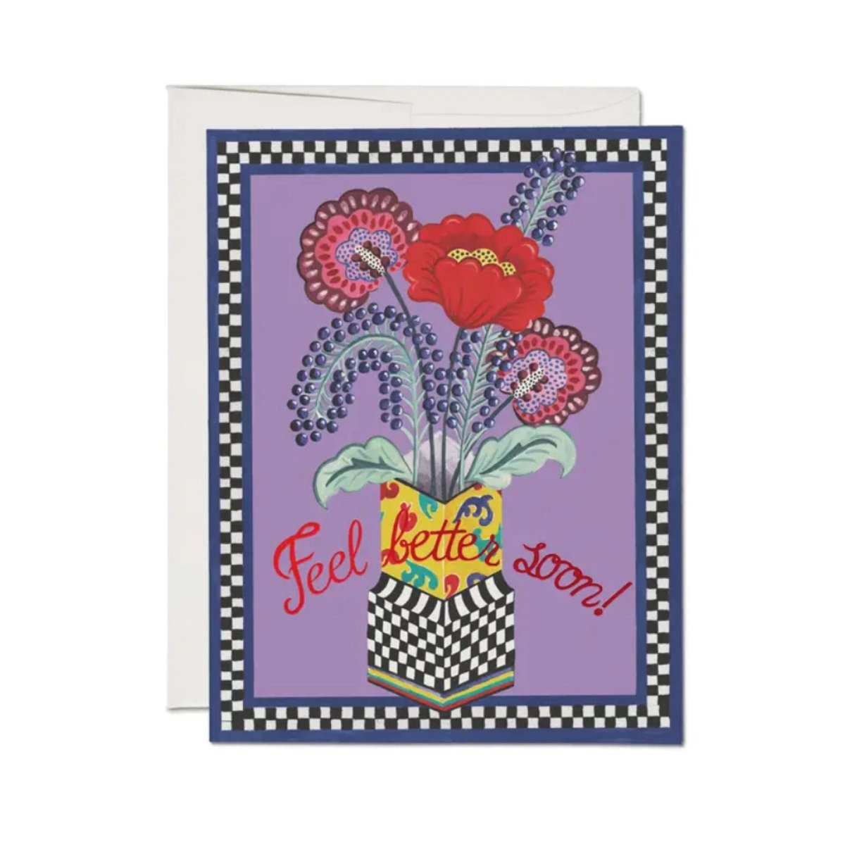 Carte de Souhaits Feel Better Bouquet Red Cap Cards - Ex - voto