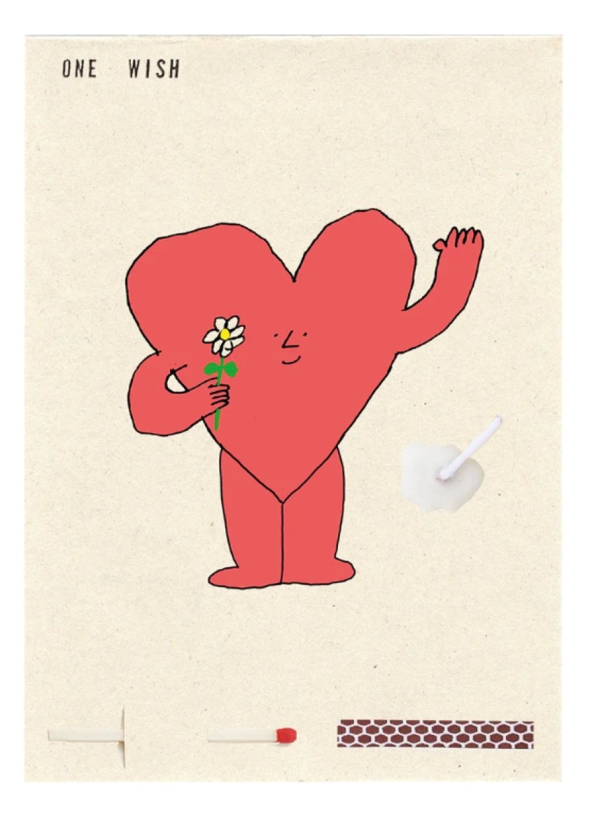 Carte de Souhaits Heart with Flower Wish - Ex - voto