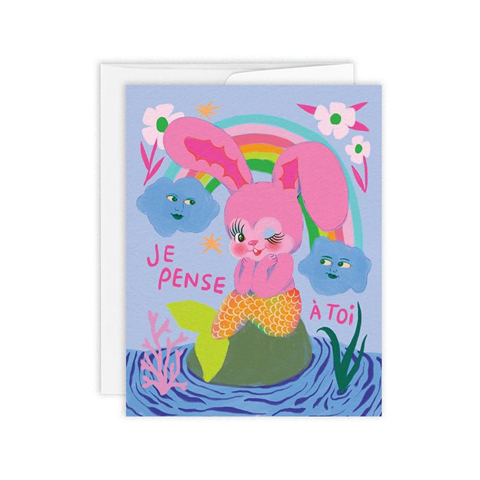 Carte de Souhaits Lapin Sirène Paperole - Ex - voto