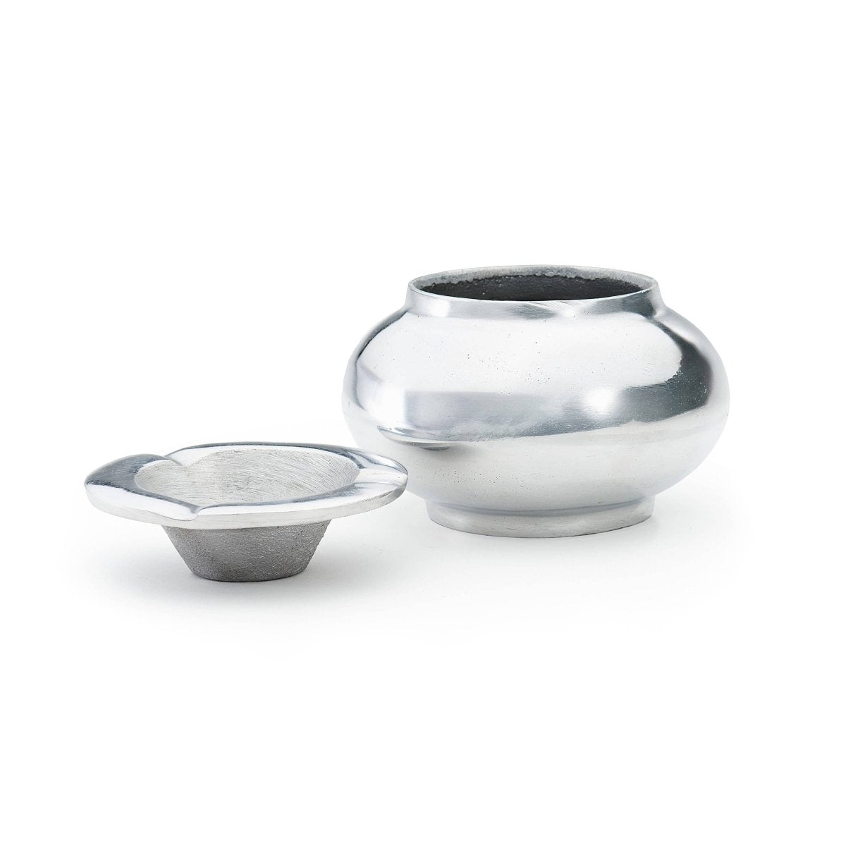 Cendrier Marocain Aluminum Chrome avec Couvercle Yemma - Ex-voto