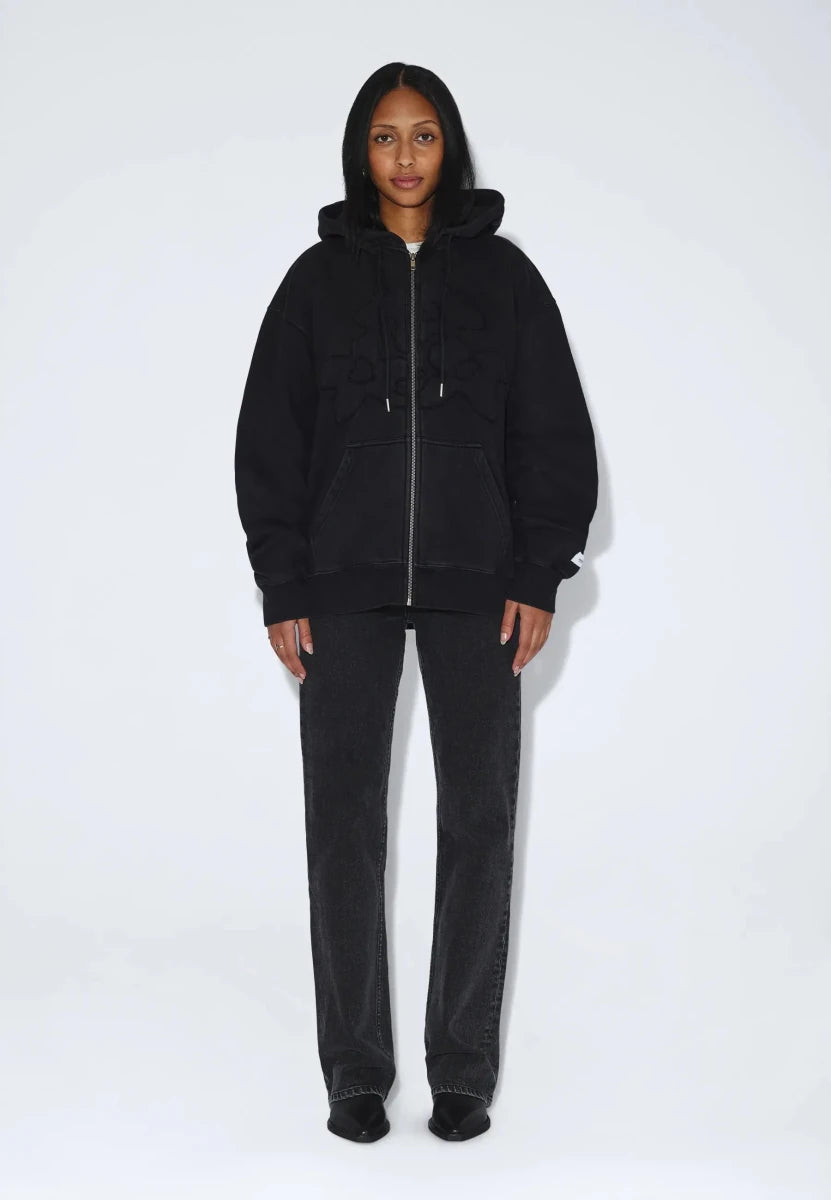 Chandail à Capuchon Fleurs Noires Aiden Dr Denim - Ex-voto