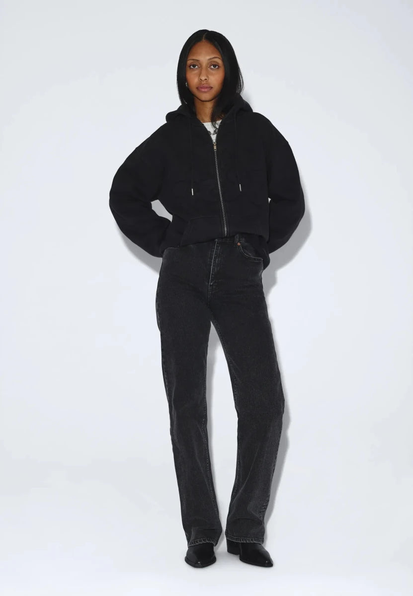 Chandail à Capuchon Fleurs Noires Aiden Dr Denim - Ex-voto