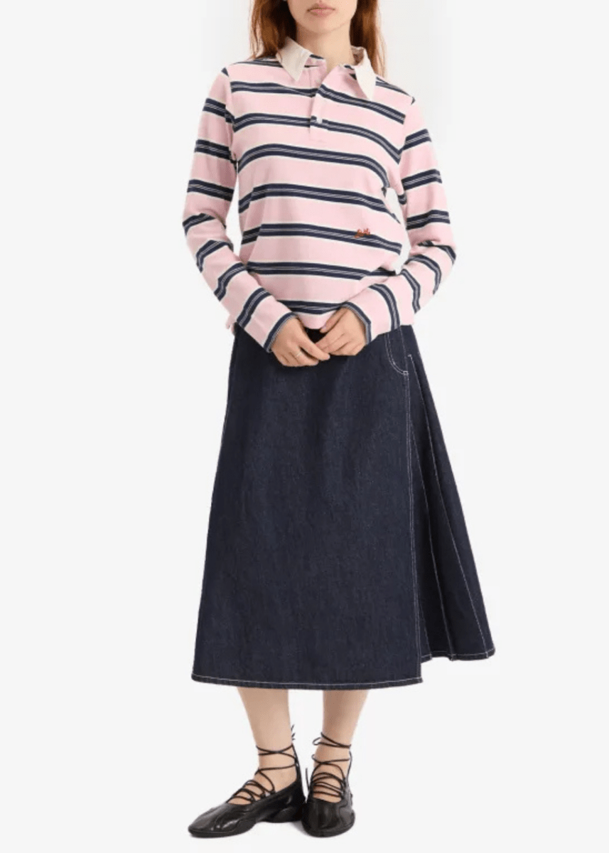 Chandail Rugby Cassia Rayé Rose Damson Madder - Ex - voto