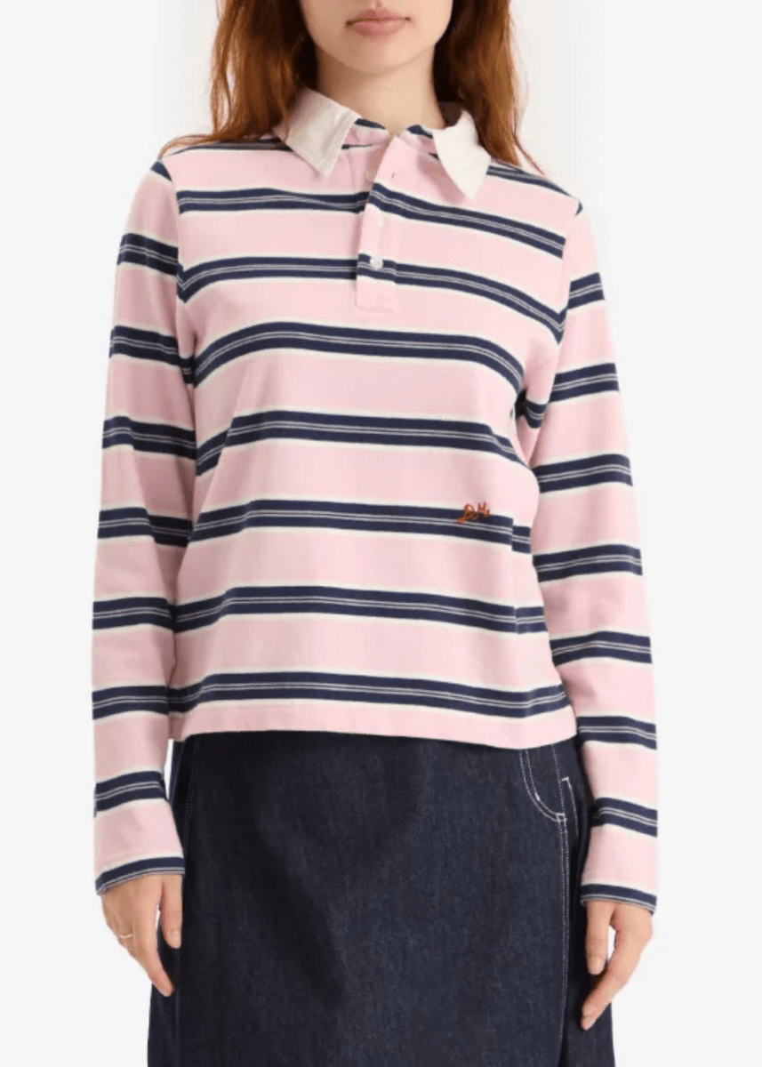 Chandail Rugby Cassia Rayé Rose Damson Madder - Ex - voto
