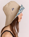 Chapeau Réversible Tomboy Check & Stone Damson Madder - Ex - voto