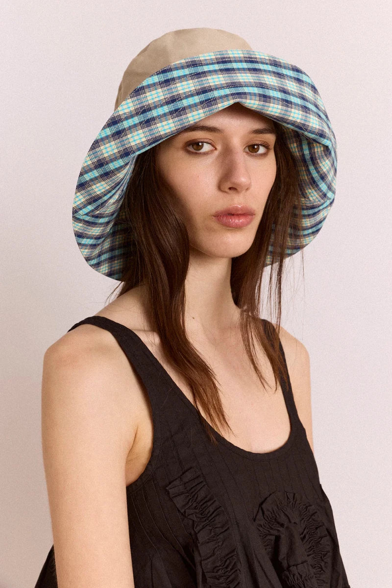 Chapeau Réversible Tomboy Check & Stone Damson Madder - Ex - voto