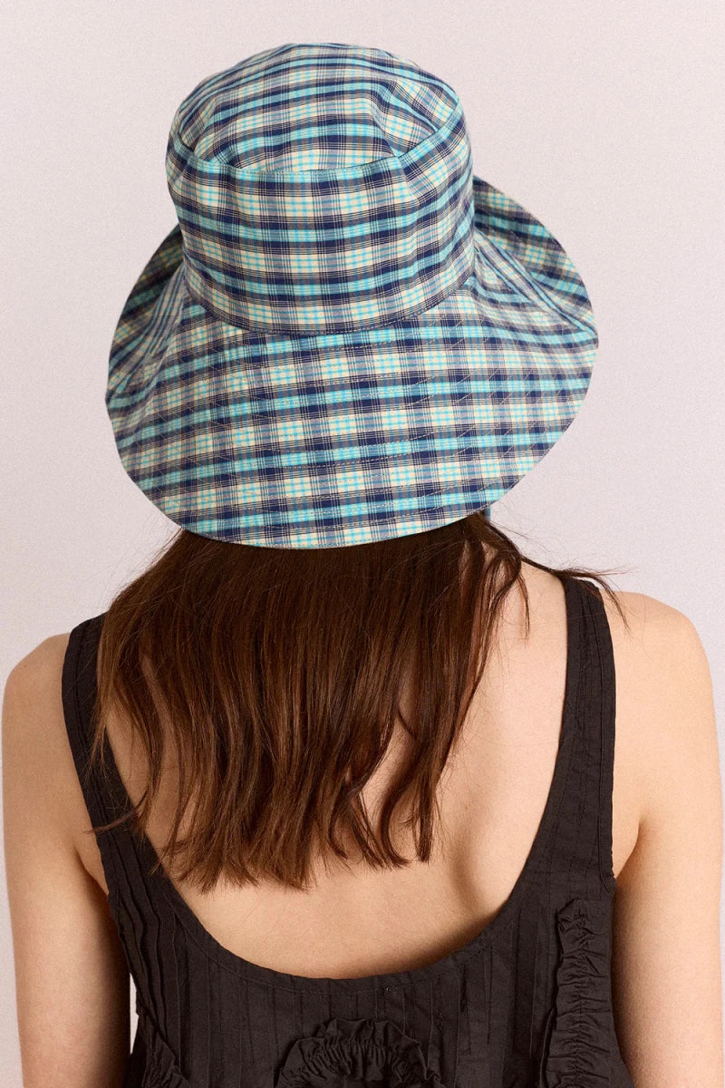 Chapeau Réversible Tomboy Check &amp; Stone Damson Madder - Ex - voto