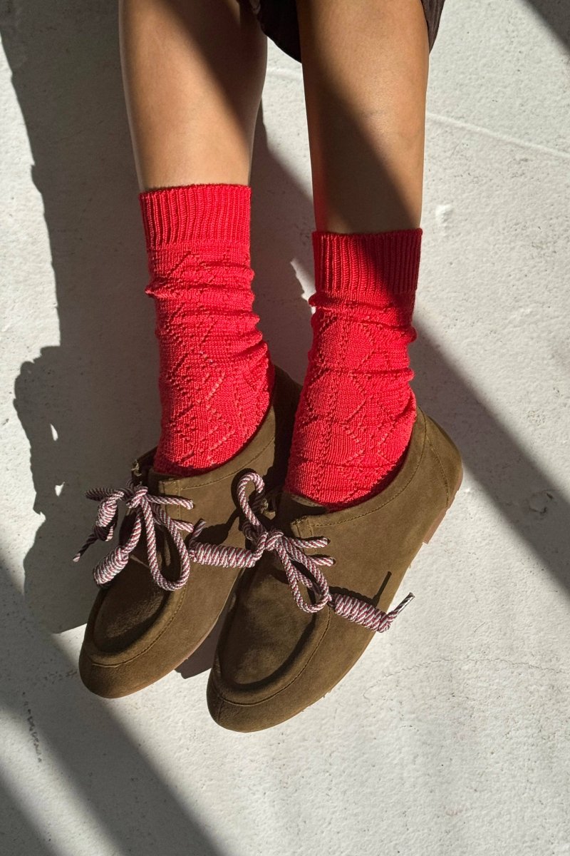 Chaussette Pointelle Eyelet Rouge Le Bon Shoppe - Ex - voto