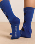 Chaussettes Argyle Damson Madder Bleu et Gris - Ex - voto