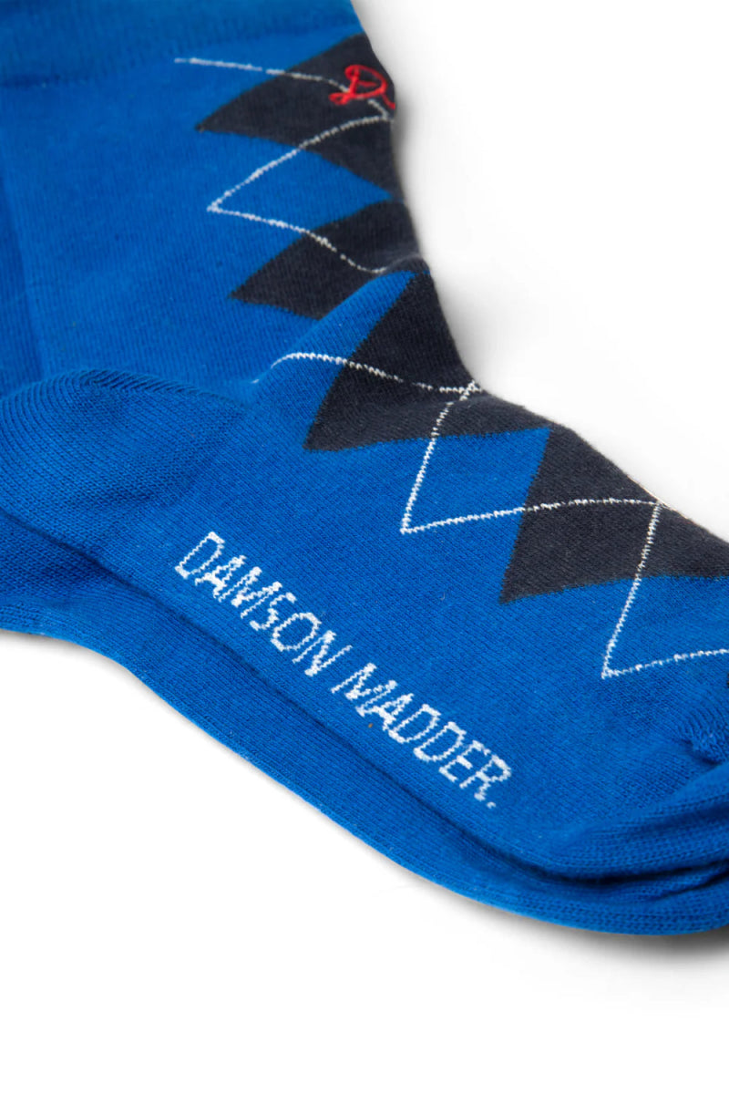 Chaussettes Argyle Damson Madder Bleu et Gris - Ex - voto