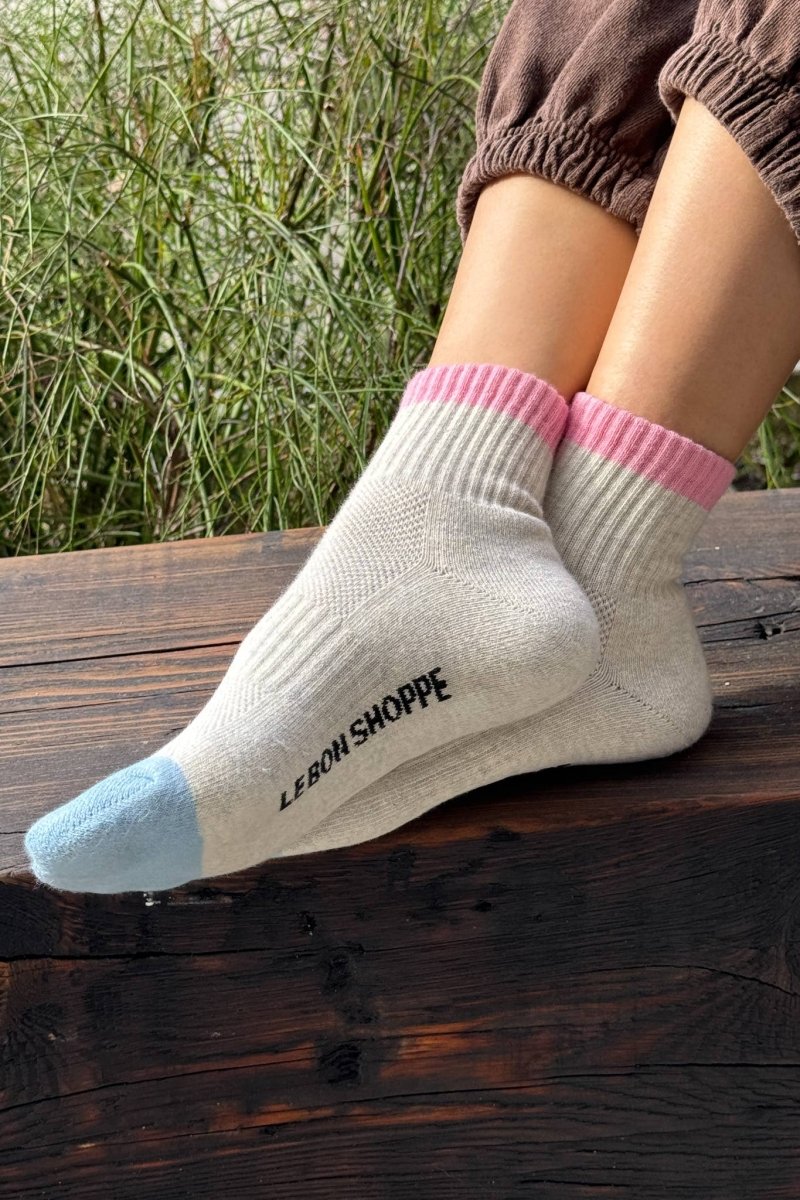 Chaussettes Color Block Girlfriend Le Bon Shoppe Gris Rose - Ex - voto