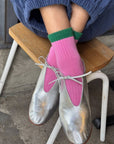 Chaussettes Color Block Girlfriend Le Bon Shoppe Rose Vert - Ex - voto