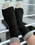 Chaussettes Color Block Girlfriend Noir et Gris Le Bon Shoppe - Ex - voto