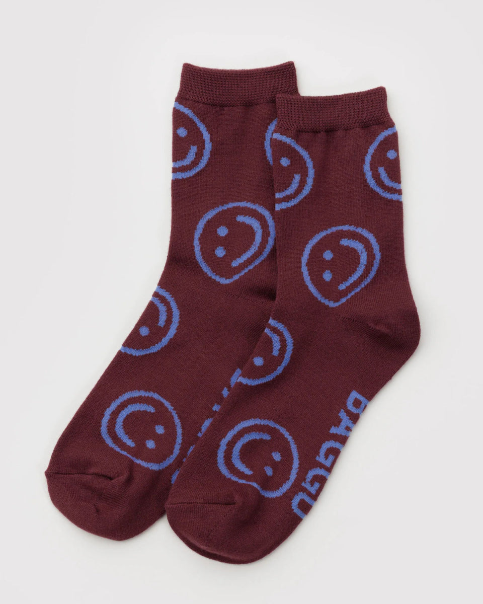 Chaussettes Crew Baggu Mahogany Happy - Ex - voto